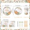120 Pcs Little Pumpkin Baby Shower Party Decoration  Autumn Pumpkin & Floral Tableware Set with Plates, Napkins, Cups, Cutlery for Thanksgiving & Fall Baby Shower Decorations, Serves 20 view 2
