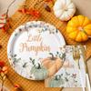 120 Pcs Little Pumpkin Baby Shower Party Decoration  Autumn Pumpkin & Floral Tableware Set with Plates, Napkins, Cups, Cutlery for Thanksgiving & Fall Baby Shower Decorations, Serves 20 view 3