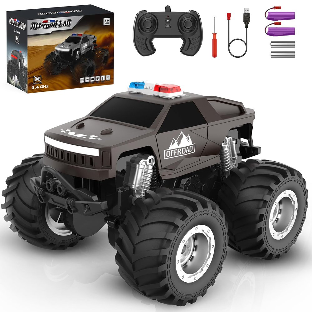 Amilacily Remote Control Car, All Terrain Remote Control Truck, RC Cars with 360 Degree Spins, Pickup-Style Toy Car with Light, Rechargeable RC Truck for Boys Girl Kids 4-7 8-12 6-8