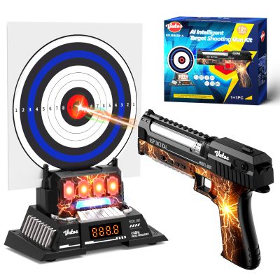 VATOS Smart Electronic Shooting Game Set with Auto-Scoring Target Base and Rechargeable Gun, Real-Time Voice Feedback, 4 Shooting Modes, Indoor Outdoor Toy for Teens Adults Family Party