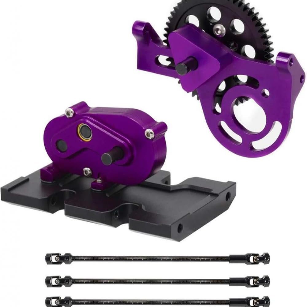1/10 Transmission with 30 Percent Overdrive Gearbox and 3 Piece Driveshafts Compatible with RC Crawler II Element Chassis(Purple)