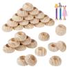 AHANDMAKER 30Pcs Doll Pin Stands 1.2x0.5 Inch Wooden Axle Caps Wood Ball Dowel Caps Wooden Parts with 14-15mm Upper Hole 13mm Lower Hole for Using Doll Stand Wood Head Use Dowel Cap view 1
