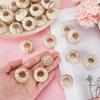 AHANDMAKER 30Pcs Doll Pin Stands 1.2x0.5 Inch Wooden Axle Caps Wood Ball Dowel Caps Wooden Parts with 14-15mm Upper Hole 13mm Lower Hole for Using Doll Stand Wood Head Use Dowel Cap view 3
