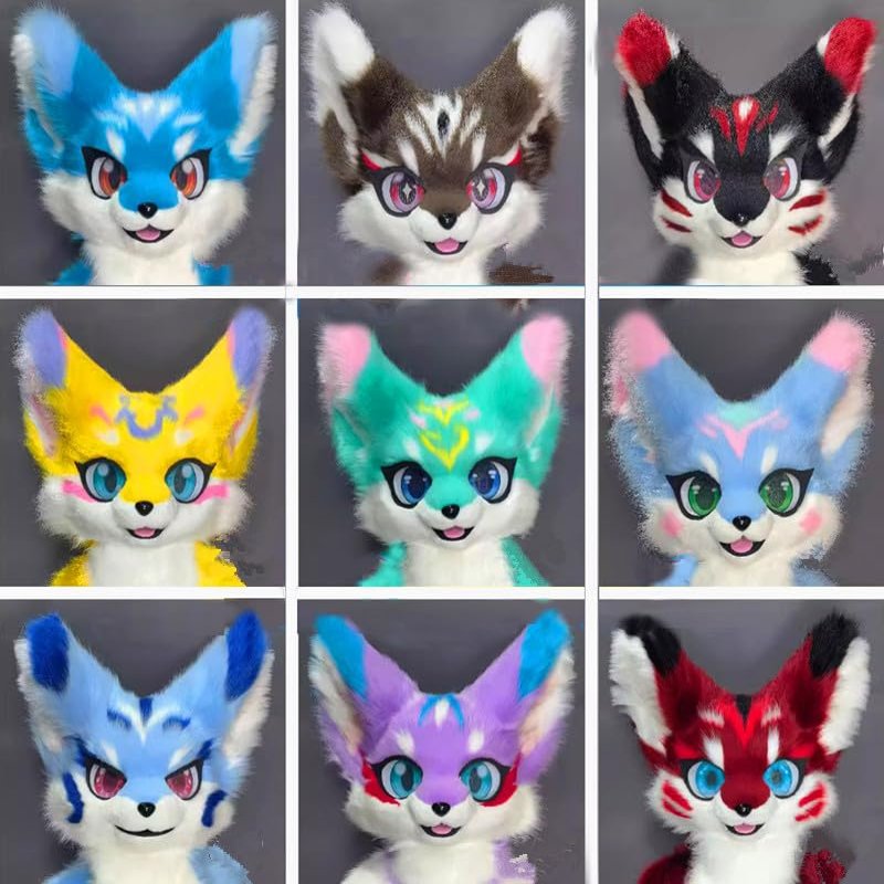 Fursuit Head Design Collection, 9 Unique Animal Styles, Numbered 37-45, Artistic Character Expressions (38#)