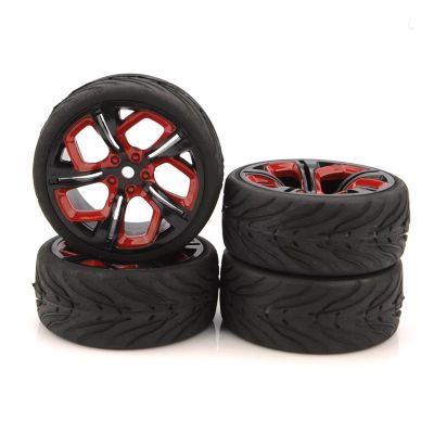 BOQEXSS RC Car Wheel Tyre Kit for HPI for HSP 1/10 RC 12mm Hex Tires and Wheel Rim Hex for Racing On Road Car P8NKR Accessories