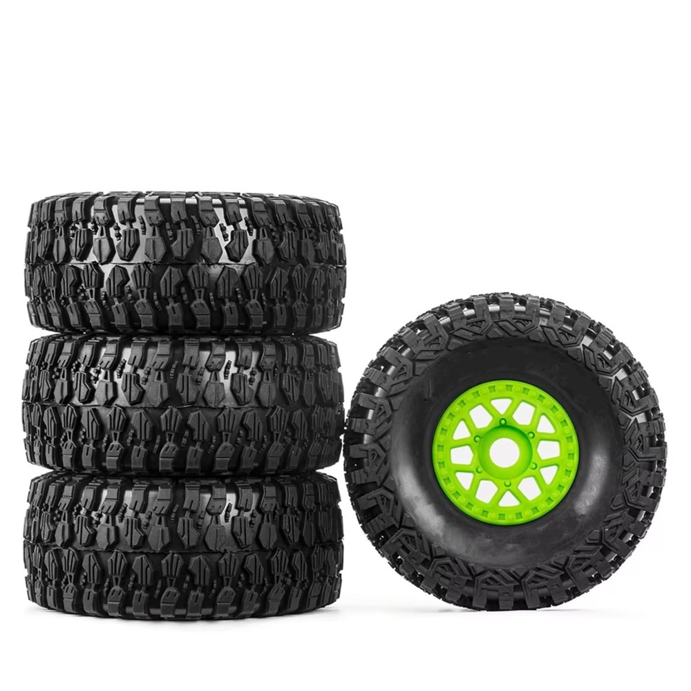 BOQEXSS RC Car Wheel Tyre Kit for ARRMA for Mojave 1/7 Off-Road Tires Wheels 4PCS 135 * 59mm 17mm Adapter RC Model Car Short Haul Truck Accessories(Green,B)