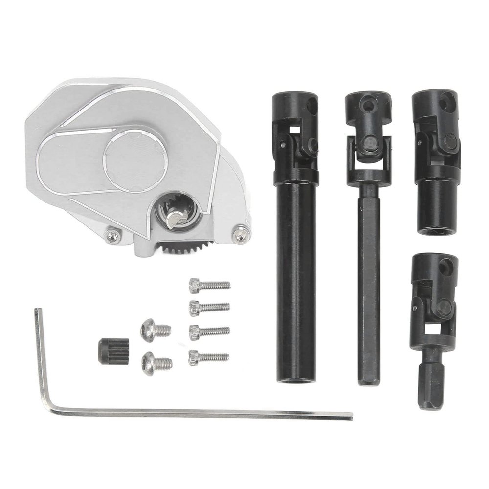 Aluminum Alloy RC Car Gear Box & Drive Shaft Set | Compatible for Axial SCX24 1/24 RC Cars | High - Performance Replacement for AXI00001 / AXI00002 | Sturdy & Rustproof (Silver)