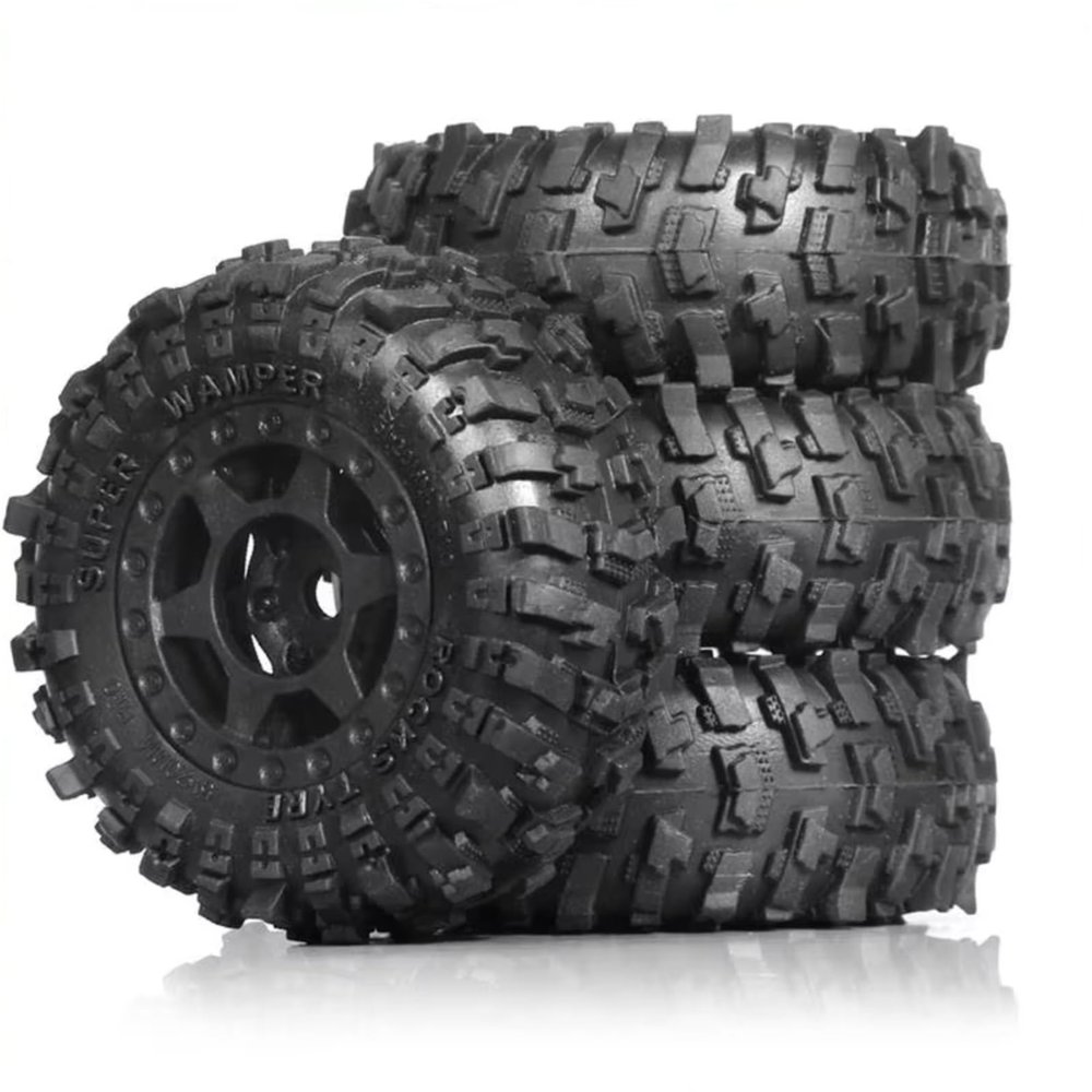 BOQEXSS RC Car Wheel Tyre Kit for TRX4M for SCX24 AX24 for FCX24 1/18 1/24 4Pcs 51Mm 1.0Inch Beadlock Wheel Tire Set RC Crawler Car Upgrade Parts Accessories