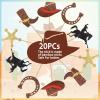 20pcs Cowboy Cupcake Toppers Glitter Western Cowboy Cupcake Picks for Baby Shower Birthday Party Cake Decorations Supplies view 3