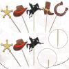 20pcs Cowboy Cupcake Toppers Glitter Western Cowboy Cupcake Picks for Baby Shower Birthday Party Cake Decorations Supplies view 4