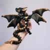 WUQIREN 3D Printed Dragon with Wings, 3D Printed Animals Toys, Fidget Dragon Toys, Flexible Articulated Winged Crystal Dragon Model, Desktop Pet Decor, Dragon Gift for Kids & Adult (Black-Gold) view 1