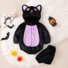 BABWWNIX Cute Halloween Animal Costume for Toddler Baby Girl Boy Fuzzy Warm Hooded Romper Funny Cosplay Jumpsuit Outfits (Purple, 6-9 Months) view 2