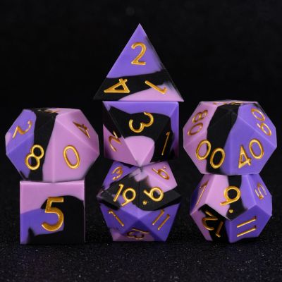 D&D Silicone Rubber Polyhedral Dice,Sharp Edges DND Dice Set 7pcs (D4, D6, D8, D10, D12, D20, D%) for Dungeons and Dragons, RPG, MTG for Ages 15 and Up