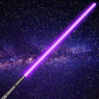 XIUCAI LED Lightsaber Toy, Cosplay Essential Toys Lightsabers, Rechargeable Friendly Interactive Plaything, with Metal Hilt,Pink Purple,Grey Hilt