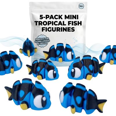 5-Pack Mini Tropical Fish Collectibles  Unique Ocean-Inspired Desk Decor and Shelf Display  3D Printed in Canada