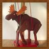 Bull Moose Marionette - An Animated Wooden Wild Animal Figure - Marionette WITH Display-stand view 4