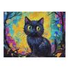 Black Cat Fallen Leaf Forest Puzzle 500 Pieces Whimsical Fall Forest Art with Black Cat Companion, Ideal for Quiet Evenings view 1