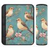 Nexawaveo Car Seat Strap Covers Cartoon Birds on Branches Turquoise Soft Flannel Shoulder Pads for Baby Car Seat Stroller Backpack view 1