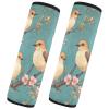 Nexawaveo Car Seat Strap Covers Cartoon Birds on Branches Turquoise Soft Flannel Shoulder Pads for Baby Car Seat Stroller Backpack view 2