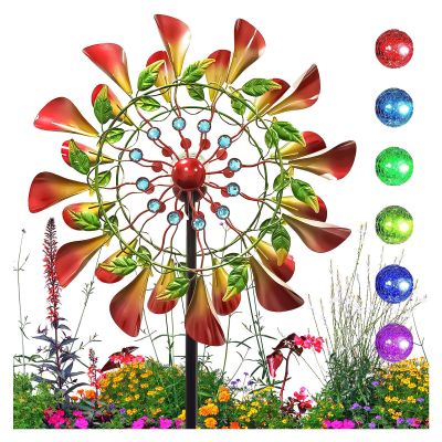 83in Wind Spinners Outdoor Metal Wind Art Multi-Color Seasonal LED Lighting Kinetic Spinner