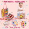 Soupost Busy Board for Toddlers, Montessori Sensory Toy with Fine Motor Activities, Travel Activity Book for Airplane and Car, Educational Learning Gift for Boys and Girls view 2