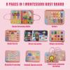 Soupost Busy Board for Toddlers, Montessori Sensory Toy with Fine Motor Activities, Travel Activity Book for Airplane and Car, Educational Learning Gift for Boys and Girls view 4