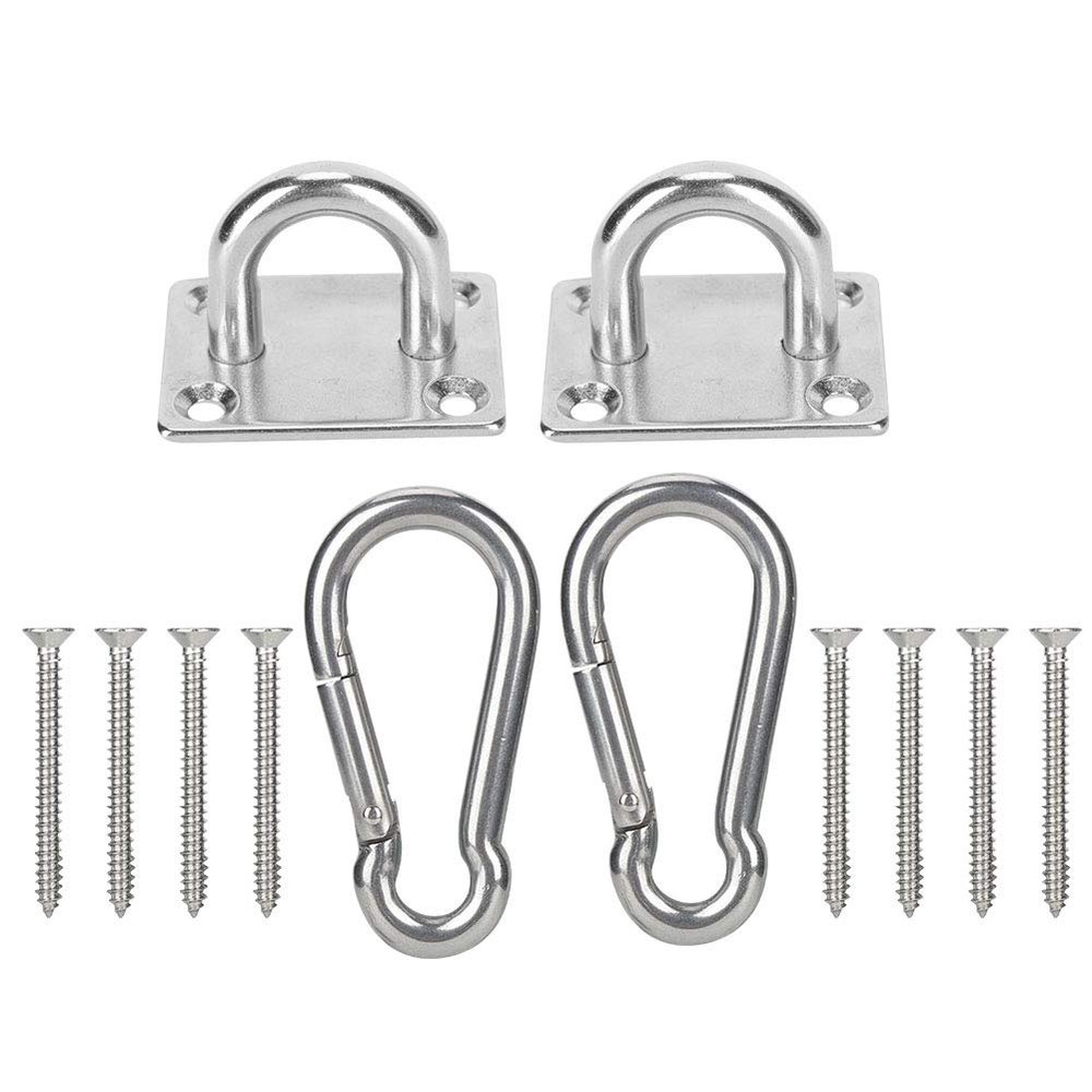 304 Stainless Steel Roof Mount Hooks | Heavy Duty Hammock/Yoga Ring/Sandbag Hanging Plate | Sturdy Swing Hook for Indoor & Outdoor Use | 8 Screws Included