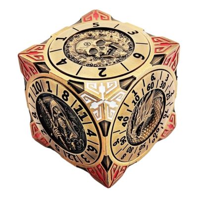 7-in-1 Metal Wheel dice Rotator Set with 3D Embossed Mechanical DND, Suitable for Dungeons and Dragon Gifts, DMS and Players (Ancient Gold)