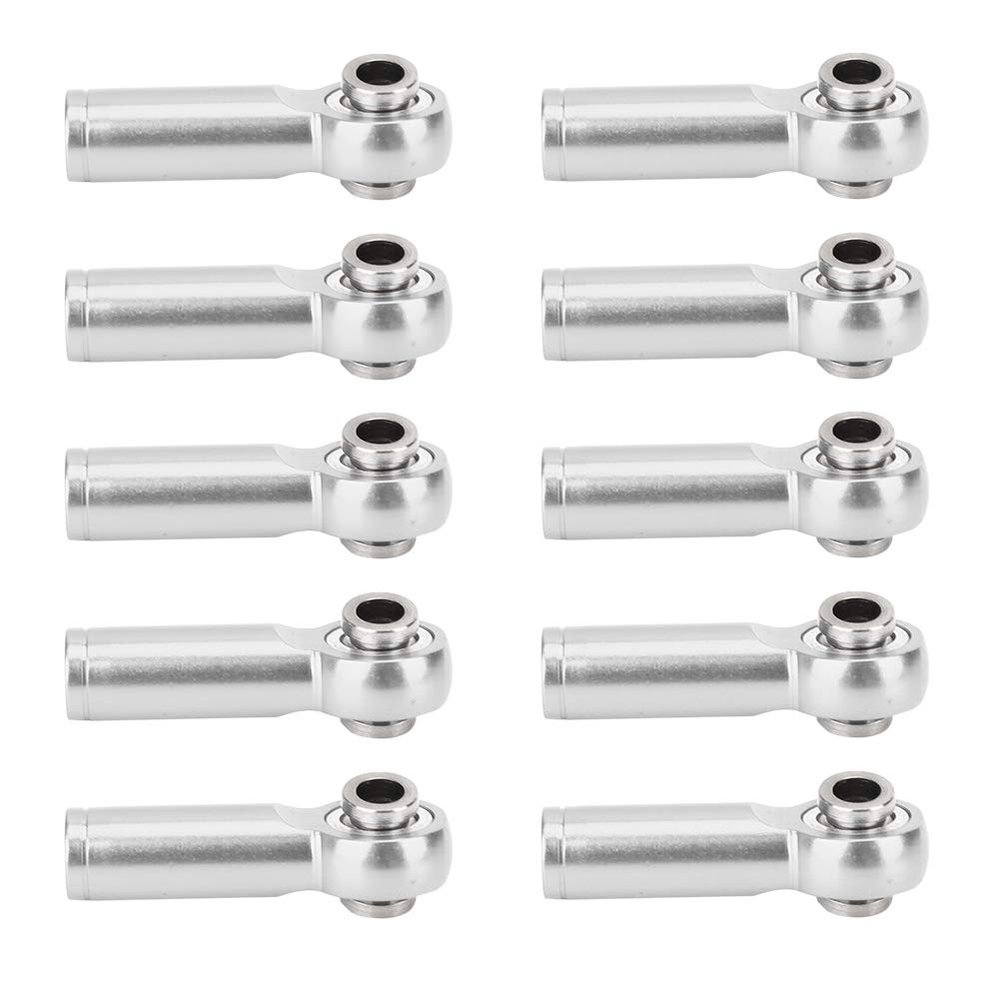 10Pcs Aluminum Alloy M4 Push Rod Joints | Positive & Negative Thread for 1/10 RC Cars/Trucks | Sturdy Replacement Parts for Crawler Vehicles | 5 Colors Available (Silver)