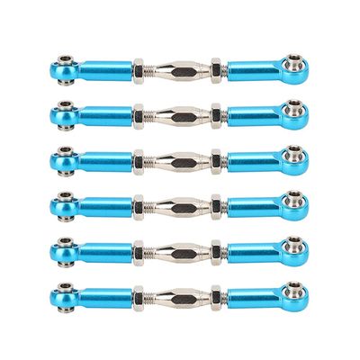 FRELEAN 6Pcs Aluminum Alloy Adjustable Push Rods | Turnbuckle Rod Linkage for RC Car Variants/Trucks/Buggies | 5 Colors, Easy Install & Sturdy Upgrade (Blue)