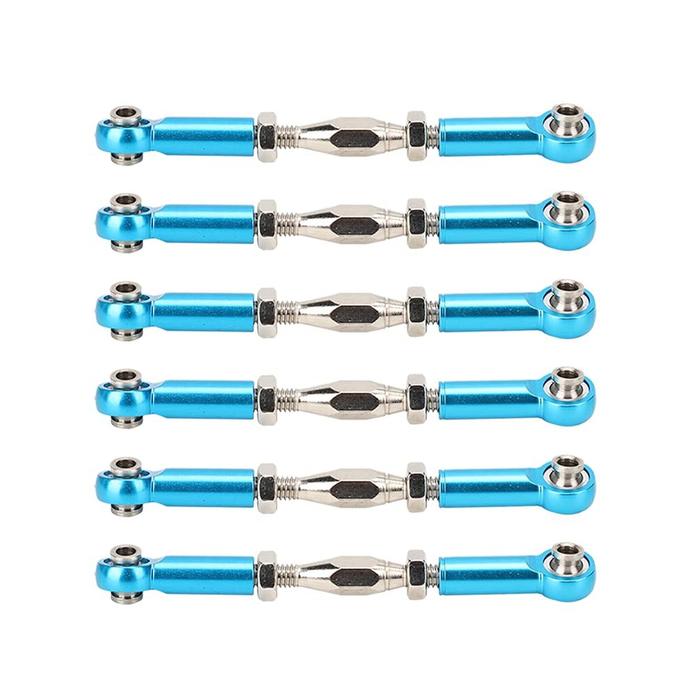 FRELEAN 6Pcs Aluminum Alloy Adjustable Push Rods | Turnbuckle Rod Linkage for RC Car Variants/Trucks/Buggies | 5 Colors, Easy Install & Sturdy Upgrade (Blue)