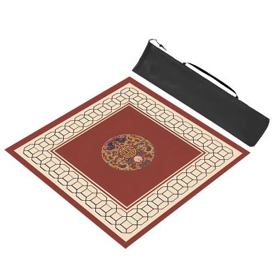 Square Mahjong Game Mat with Storage Bag, Anti Slip Noise Reduction Mahjong Table Mat,(Brown,75x75cm (29.52x29.52in))