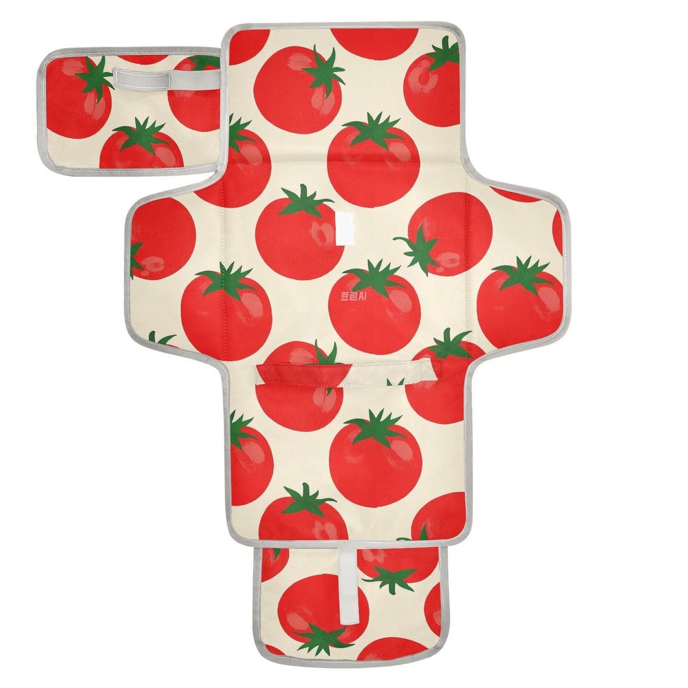 Beige Cartoon Tomato Silhouettes Reusable Baby Changing Pads with Tissue Pocket Waterproof Pads for Baby Infant Travel Station Kit cambiador de pa?ales para Bebes