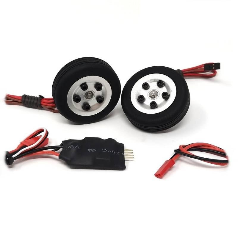 TYXTTGY RC Airplane Electric Brake with 2 Pcs Diameter 45mm Wide 14mm Wheels (3mm /4mm Axle) for RC Model Fixed Wing Accessories(4mm)