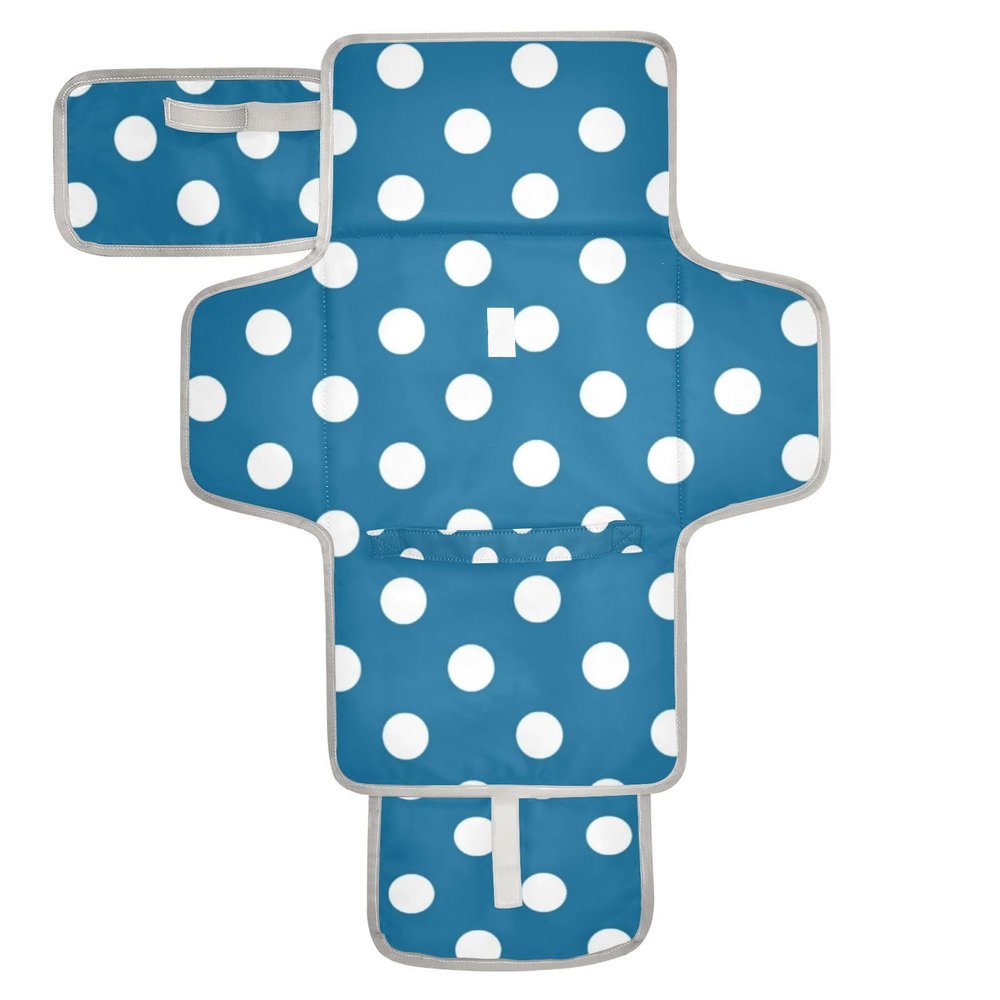 White Dots on Blue Background Reusable Changing pad Covers with Tissue Pocket Travel Changing pad for Baby for Girl & Boy cambiadores de pa?ales para Bebes