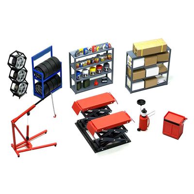 Xenotrix 1/18 Lift and Tire Rack Model Set, DIY Car Repair Shop and Custom Shop Scene, Exquisite Decorative Item, Perfect As a