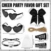 72 Pcs Cheerleader Gifts Bulk for Team Cheerleading Heart Sunglasses Hair Bows Bracelet Organza Bag and Cards Cheerleader Party Favors for Team Gifts(Black) view 2