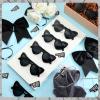 72 Pcs Cheerleader Gifts Bulk for Team Cheerleading Heart Sunglasses Hair Bows Bracelet Organza Bag and Cards Cheerleader Party Favors for Team Gifts(Black) view 3