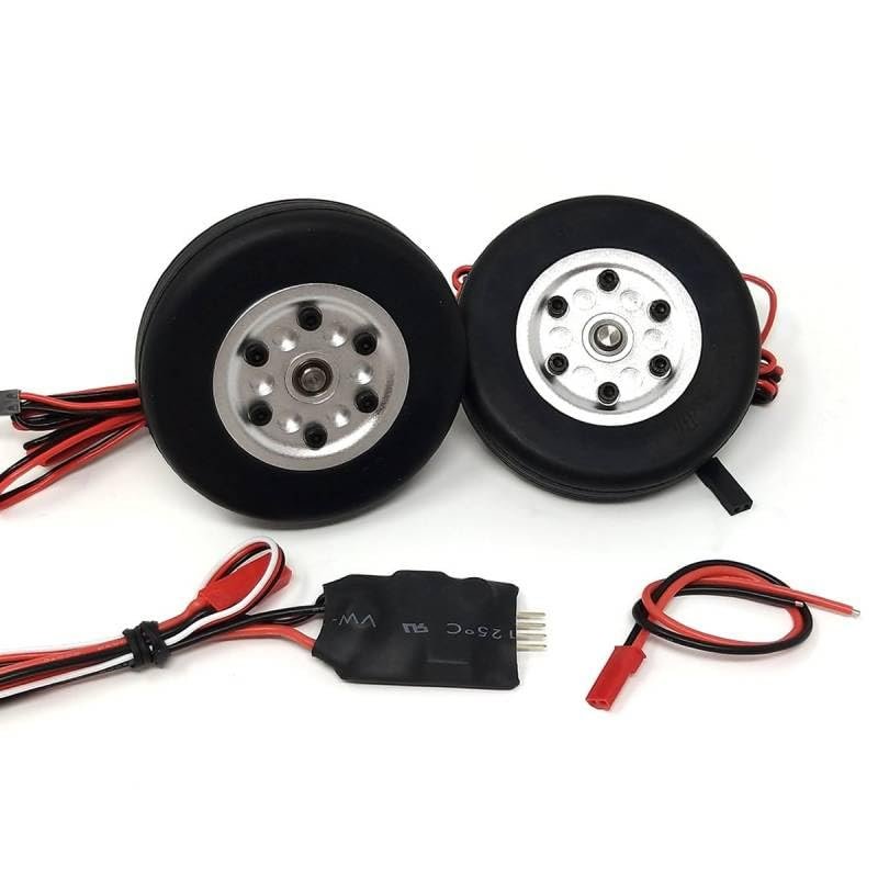 TYXTTGY RC Airplane Electric Brake with 2 Pcs Diameter 50mm Wide 16mm Wheels (4mm /5mm Axle) for RC Model Fixed Wing Accessories(4mm)