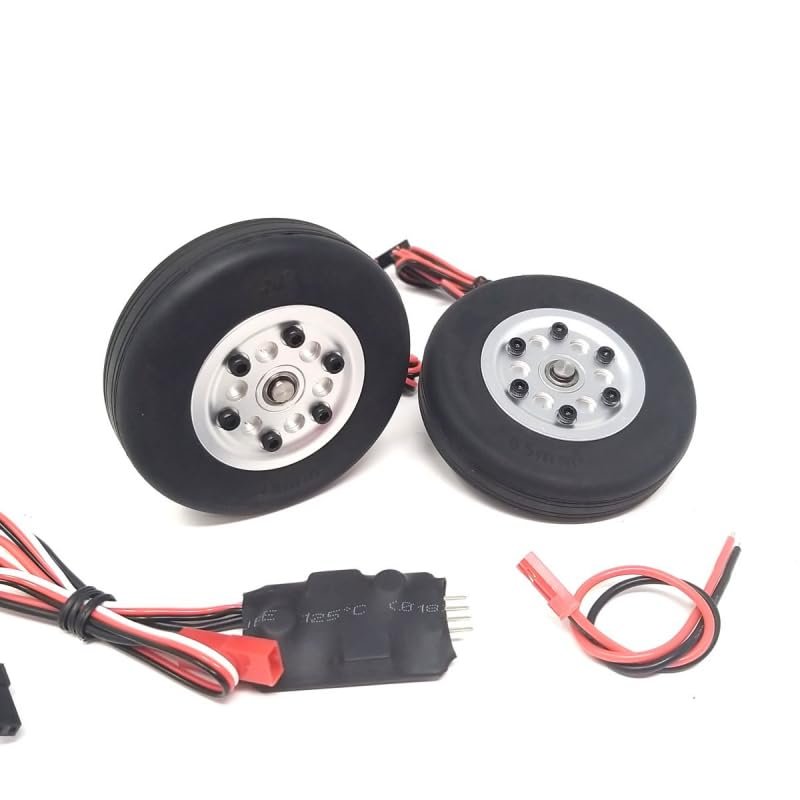 TYXTTGY RC Airplane Electric Brake with 2 Pcs Diameter 65mm Wide 16mm Wheels (4mm/5mm Axle) for RC Model Fixed Wing Accessories(5mm)