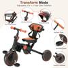 AOPEC 7-in-1 Foldable Baby Tricycle with Removable Canopy  Adjustable Parent Handle, Safety Harness & Wheel Brakes for Toddlers 1-5 Years Old, Balance Bike & Push Trike Gift for Boys & Girls, Black view 3