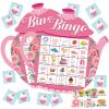 39Pcs Tea Party Bingo Game for Adults 24 Players Floral Teapot Shape Bingo Cards with Reward Stickers for Family Friend Student Large Group Activities Garden Bridal Wedding Holiday Party Favors view 1