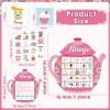 39Pcs Tea Party Bingo Game for Adults 24 Players Floral Teapot Shape Bingo Cards with Reward Stickers for Family Friend Student Large Group Activities Garden Bridal Wedding Holiday Party Favors view 3