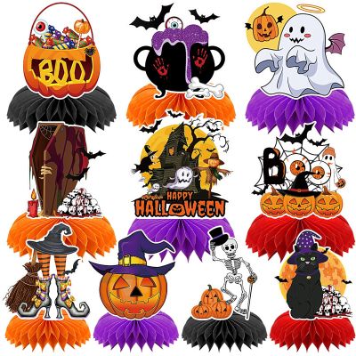 10 Pcs Halloween Decorations,Spooky Halloween Honeycomb Centerpieces for Tables Ghost Tables Toppers Supplies for Halloween Party Birthday Home Decor