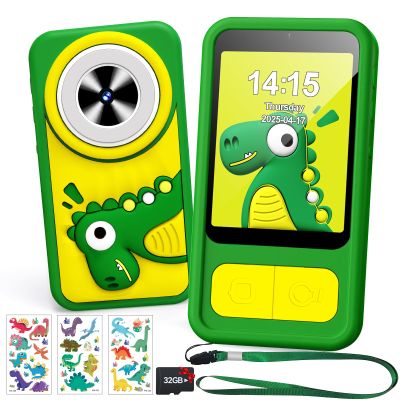 Kids Phone, Dinosaur Kids Smart Phone Toys for 3, 4, 5, 6, 7, 8 +Year Old Boys Gifts, 2.8 Touchscreen Child Learning Play Cell Phone with Dual Camera, Games & Music, Christmas Birthday Gifts (Green)
