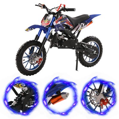 50cc Kids Dirt Bike, Dirt Bike for Kids and Adluts, Mini Bike with 2-Stoke, Gas Power Motocross, Off Road Mini Motorcycle, Pocket Motorbike with Front Rear Disc Brakes, Racing Max Speed 40KM/H