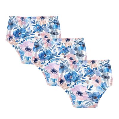 JUNZAN Watercolor Summer Pink Blue Flowers Potty Training Must Haves Pants Soft Cotton Baby Cotton Short Underwear 2T
