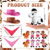 36 Pcs Mini Horse Stuffed Toys Bulk 12 Mini Plush Dolls 4 Inch with 12 Tiny Cowboy Hats and 12 Bandana DIY Crafts for Dollhouse for Adopt a Horse Party Western Cowboy Birthday Party Favor Supplies view 2
