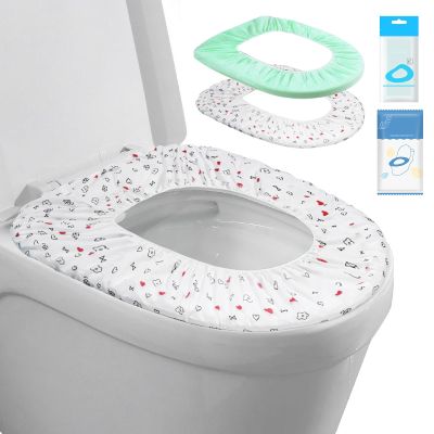 20 Pack Disposable Toilet Seat Cover Waterproof Non-Woven Fabric, Disposable Toilet Seat Covers for Travel, Disposable Seat Covers for Outing Hotel Hospital Public Toilet (Print+Green)