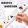1000Pcs Halloween Stickers Roll Self-Adhesive Cute Ghost, Boo Designs Party Favors - Bulk Scary Decorations with 8 Adhesive Stickers (2 Rolls) view 3